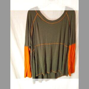 (O)Serena Williams Woman's Long Sleeve Criss Cross Blouse 2X Olive / Orange NWOT